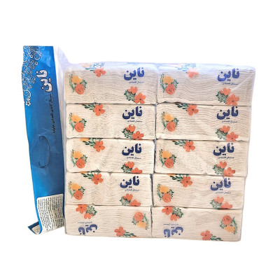 دستمال کاغذی اقتصادی 100 ورق دولایه ناین (بسته 10 عددی) اندازه متوسط 20*20.5