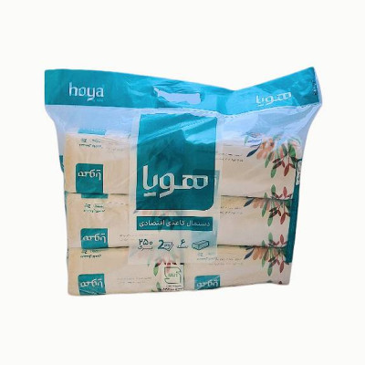 دستمال کاغذی 250 برگ دولایه هویا 500 برگ تک لایه (بسته 6 عددی)